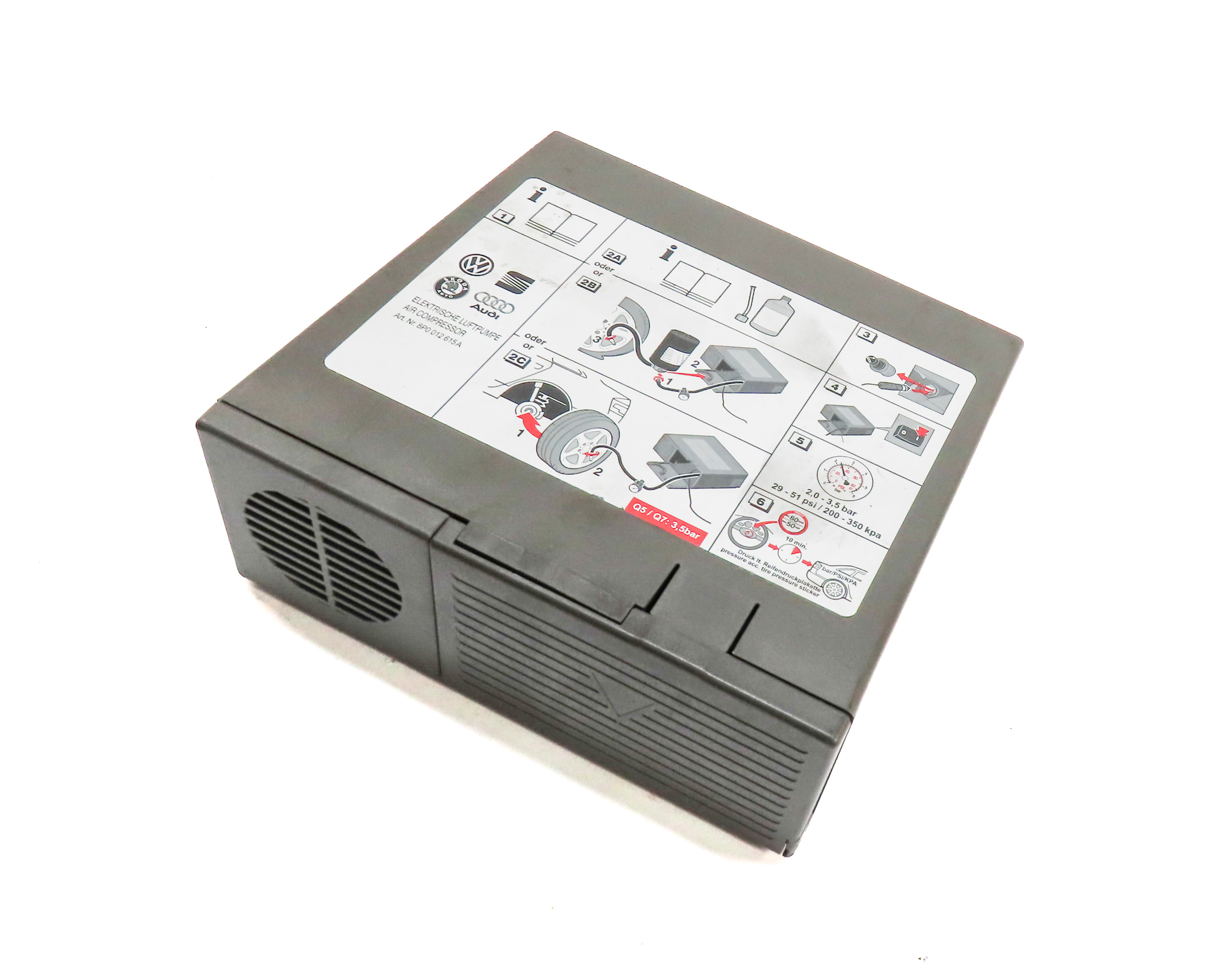 13 AUDI Q7 (4L) 3.0L SUPER (CTWB) ENGINE ROADSIDE SPARE TIRE AIR COMPRESSOR PUMP — exact item pictured